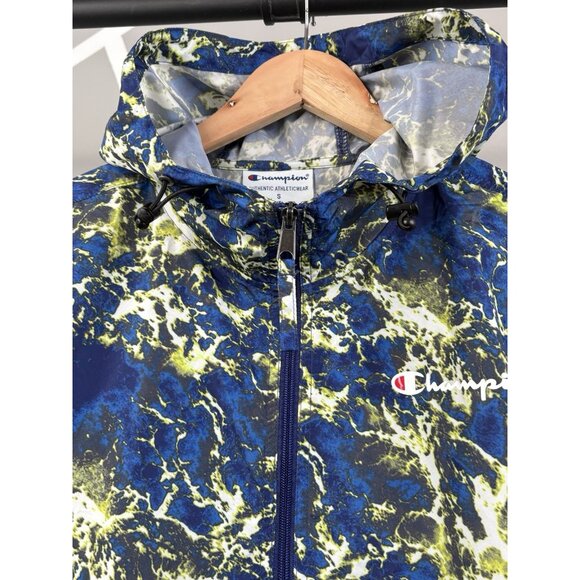 Champion Blue Liquid Marble Packable Light Hooded Anorak Men’s S ¼ Zip - Picture 4 of 16
